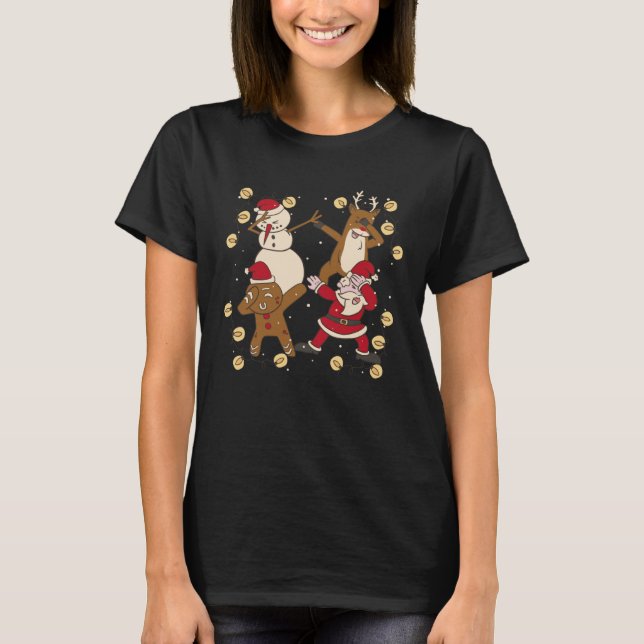 Camiseta Christmas Dabbing Santa Elf Friends  Xmas Dab Boys (Frente)