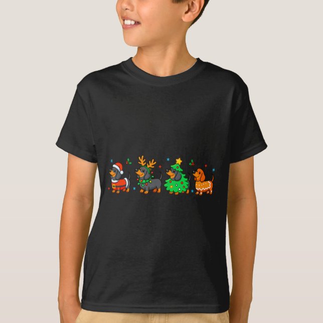 Camiseta Christmas Dachshund Dog Weenie Merry Woofmas Dog M (Frente)