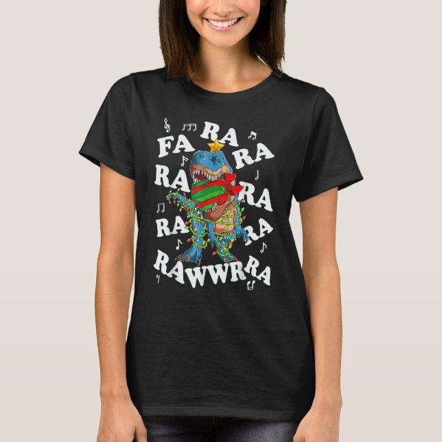 Camiseta Christmas Dinosaur Fa Ra Ra Rawr Tree Rex Pajamas  (Frente)