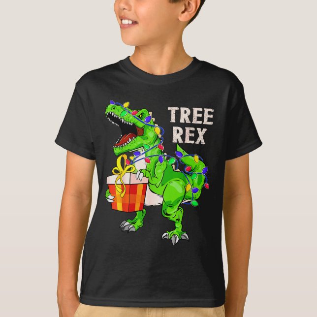 Camiseta Christmas Dinosaur Shirt Tree Rex Pajamas Xmas Men (Frente)