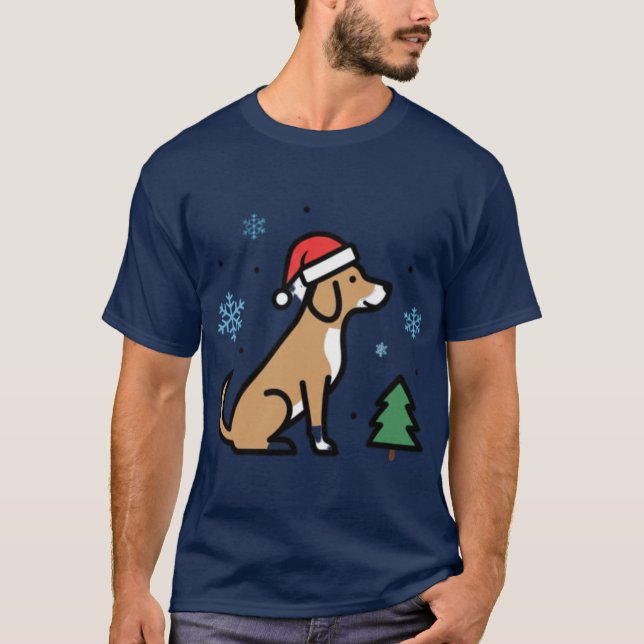 Camiseta Christmas Dog Cute Santa Puppyee Merry Woofmas Hol (Frente)