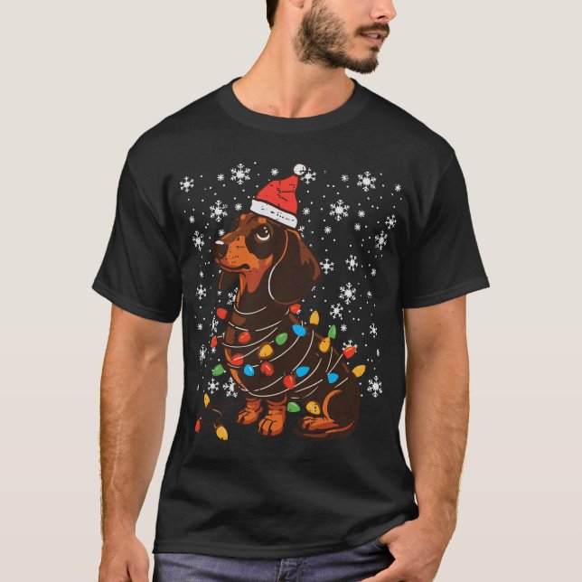 Camiseta Christmas Dog Dachshund Santa Xmas Wiener (Frente)