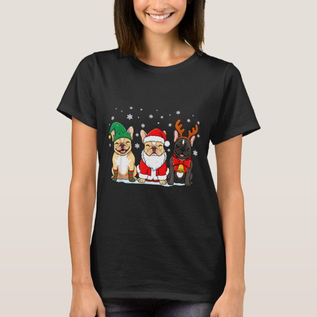 Camiseta Christmas Dog French Bulldog Xmas Dog Lover Men Wo (Frente)