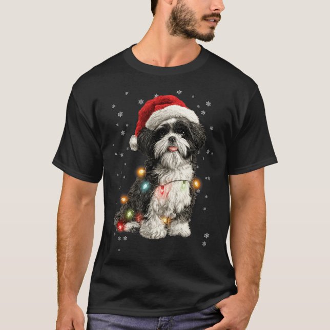 Camiseta Christmas Dog Shih Tzu Santa Xmas Women Men Kids  (Frente)