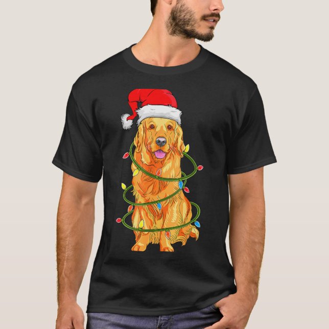 Camiseta Christmas Dog Shirt, Christmas Golden Retriever Pa (Frente)
