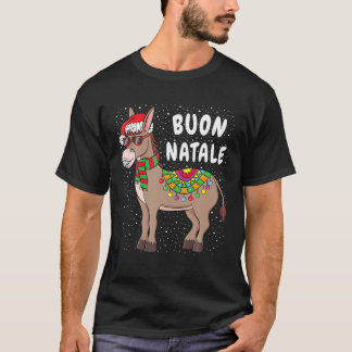 Camiseta Christmas Donkey Buon Natale American Italian Xmas