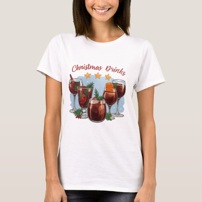 Camiseta Christmas Drinks Watercolor Print | Festive Mulled (Frente)