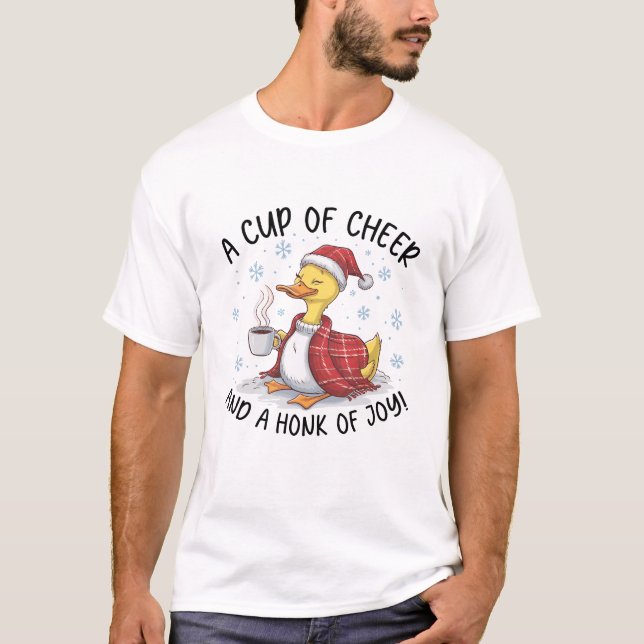 Camiseta Christmas Duck Coffee with Santa Hat (Frente)