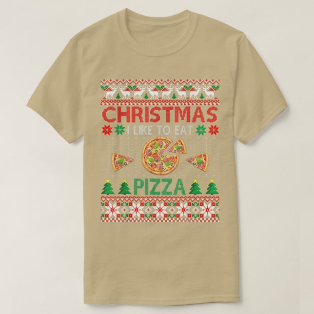 Camiseta Christmas Eat Pizza Fast Food Lover Ugly Xmas Swea (Frente do Design)
