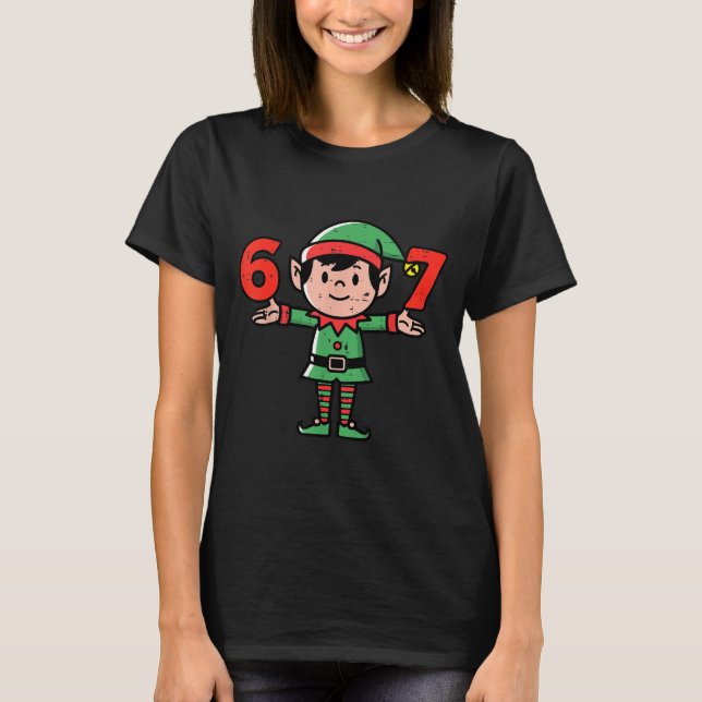 Camiseta Christmas Elf 67 Cute Xmas 6 7 Meme Gen Alpha Boys (Frente)