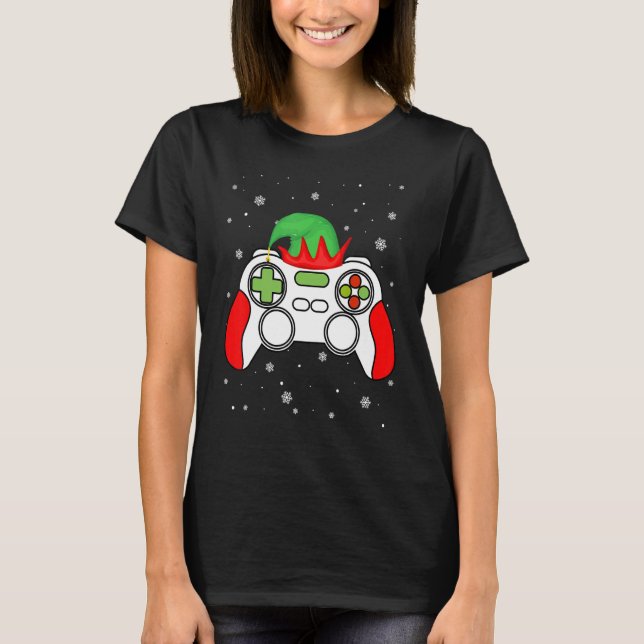 Camiseta Christmas Elf Gamer Controller Boys Kids Teens Gam (Frente)