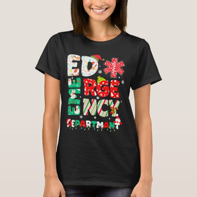 Camiseta Christmas Emergency Room Er Rn Nurse Department He (Frente)