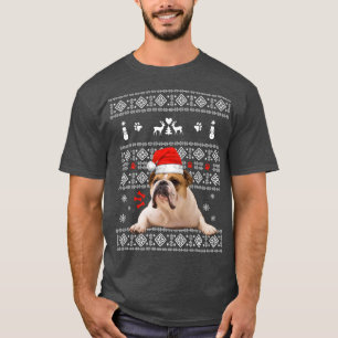 Camiseta Christmas English Bulldog In Santa Hat Xmas Ugly S