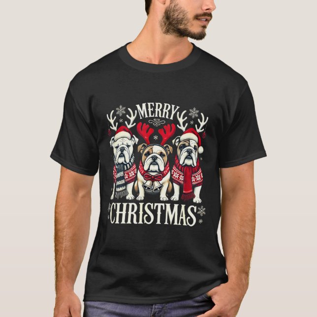 Camiseta Christmas English Bulldog Mom English Bulldog Chri (Frente)
