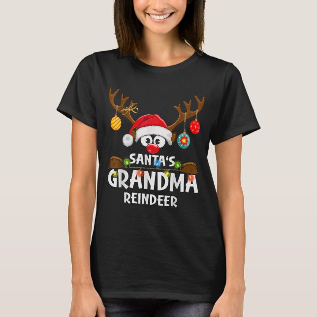 Camiseta Christmas Family Santa's Grandma Reindeer Pajama  (Frente)
