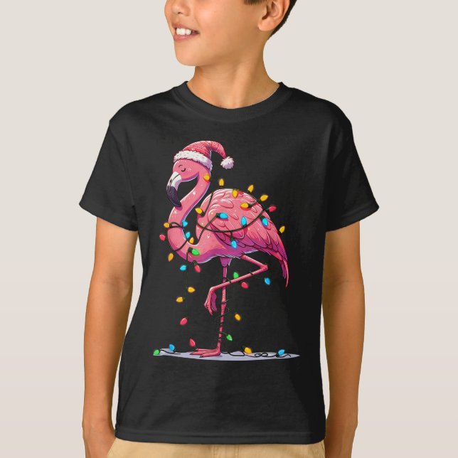 Camiseta Christmas Flamingo Lover Santa Xmas Women Men Kids (Frente)