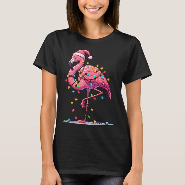 Camiseta Christmas Flamingo Lover Santa Xmas Women Men Kids (Frente)