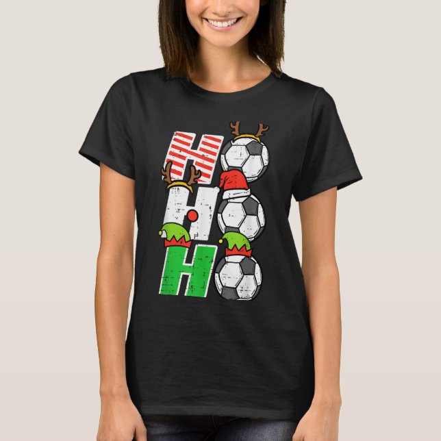 Camiseta Christmas Football Ho Ho Ho Soccer Xmas Srt Men Wo (Frente)