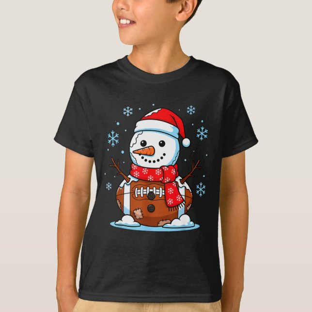 Camiseta Christmas Football Snowman Kids Football Christmas (Frente)