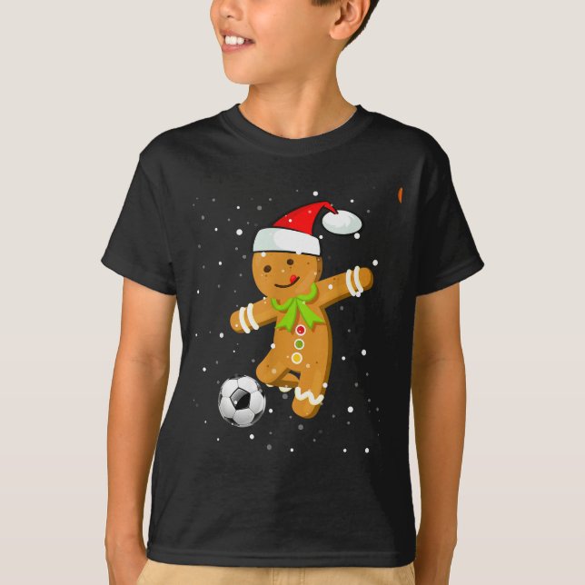 Camiseta Christmas Football Soccer Gingerbread Player  (Frente)