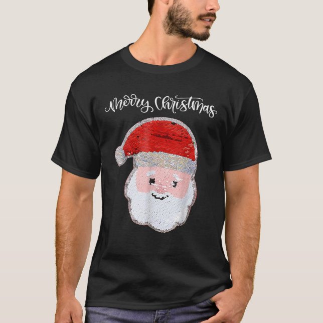 Camiseta Christmas for Girls and Boys Flip Sequin Santa Ugl (Frente)