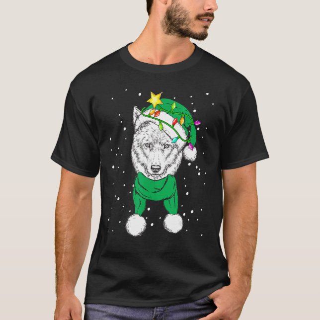 Camiseta Christmas for men women kids ELF Wolf (Frente)