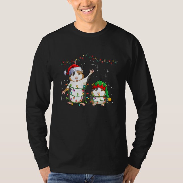 Camiseta Christmas for men women kids Santa ELF Guinea Pig (Frente)