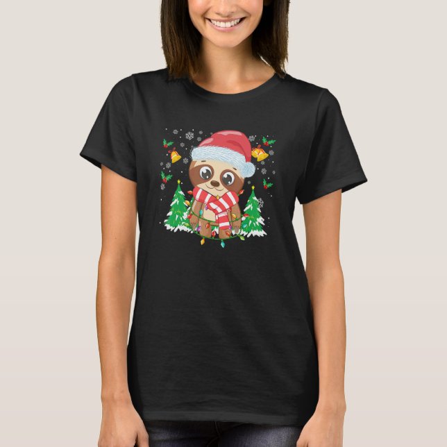 Camiseta Christmas For Men Women Kids Santa Sloth (Frente)