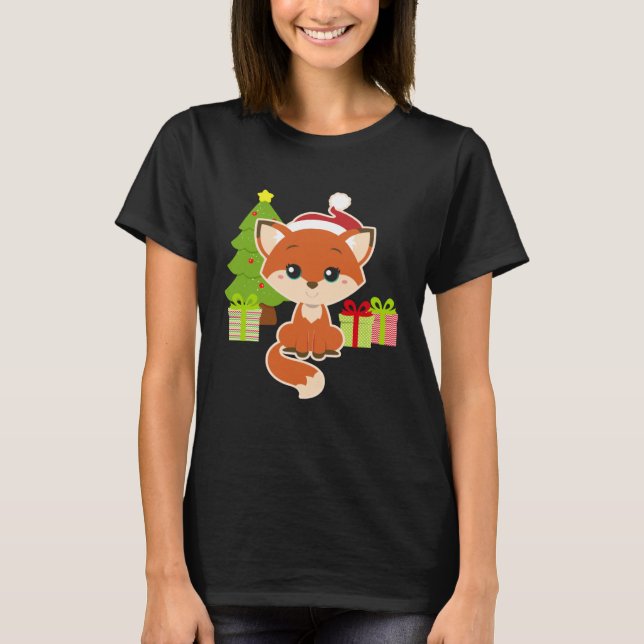 Camiseta CHRISTMAS FOX Toddler Girls Kid Cute Wolf Dog  Mom (Frente)