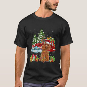 Camiseta Christmas Funny Pajama Poodle Dog And Red Trucks X