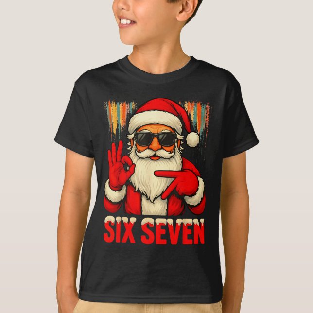 Camiseta Christmas Funny Six Seven 6 7 Meme Santa Men Boys  (Frente)