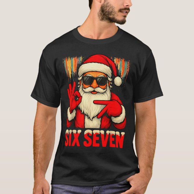 Camiseta Christmas Funny Six Seven 6 7 Meme Santa Men Boys  (Frente)