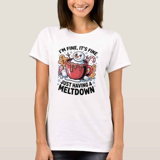 Camiseta Christmas Funny Snowman Meltdown (Frente)