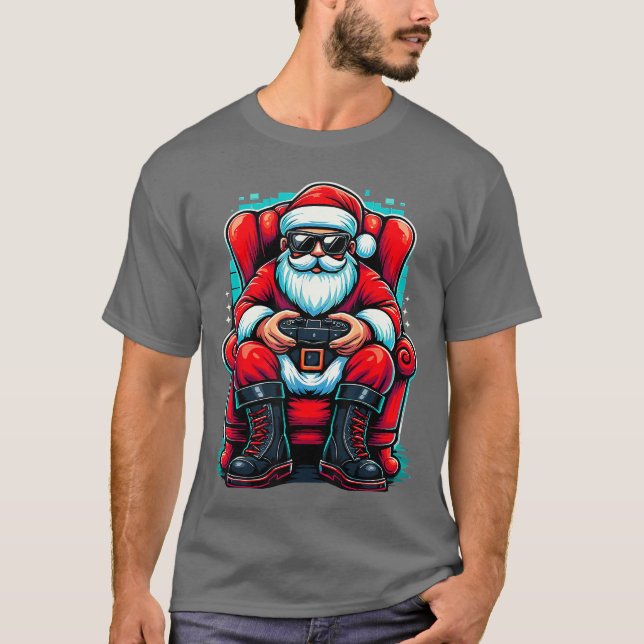 Camiseta Christmas Gamer Santa Xmas vintage (Frente)