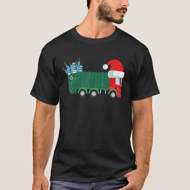 Camiseta Christmas Garbage Truck Vaccinated For Boys Kids T (Frente)