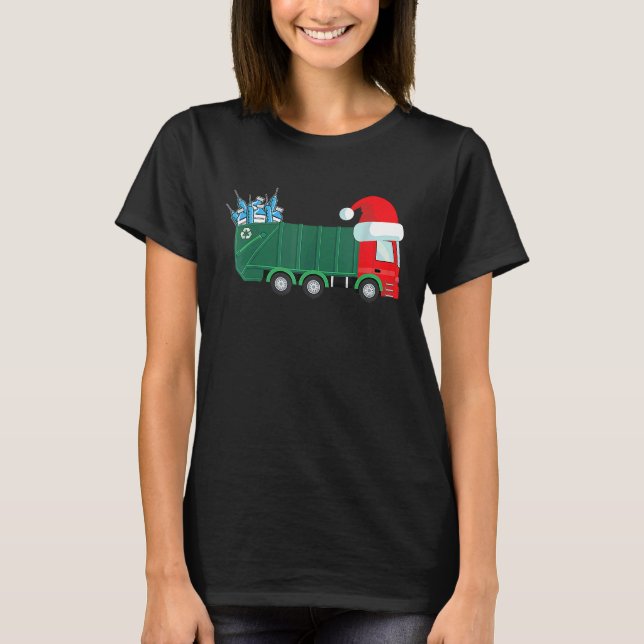 Camiseta Christmas Garbage Truck Vaccinated For Boys Kids T (Frente)