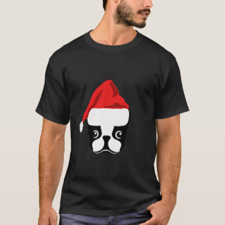 Camiseta Christmas Gift for Dog Lover Funny Santa Hat Bosto