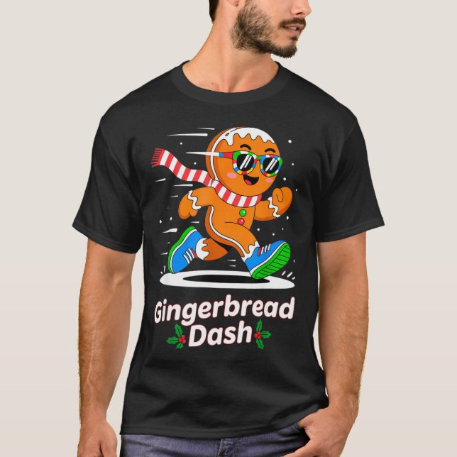 Camiseta Christmas Gingerbread Dash Running Runner Xmas Mar (Frente)