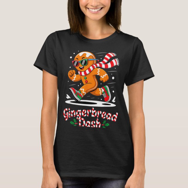 Camiseta Christmas Gingerbread Dash Running Runner Xmas Mar (Frente)