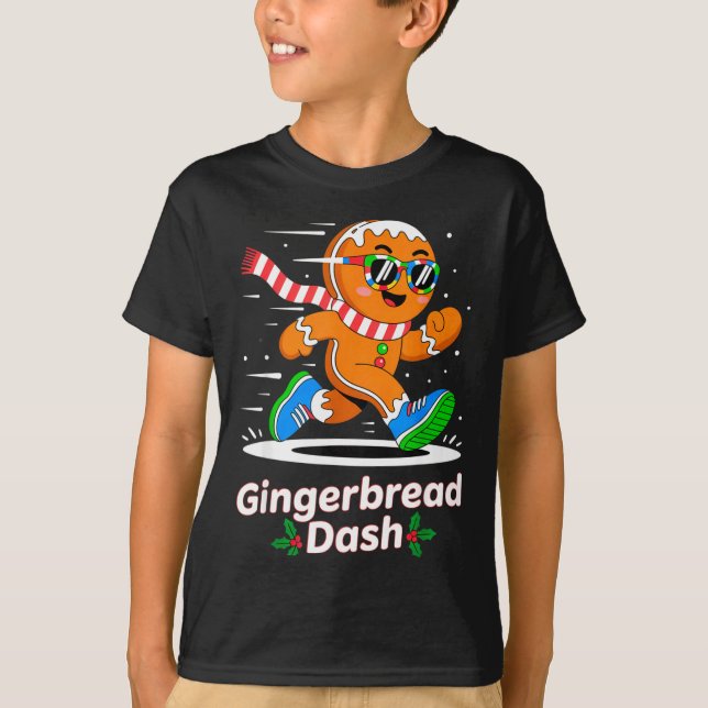 Camiseta Christmas Gingerbread Dash Running Runner Xmas Mar (Frente)