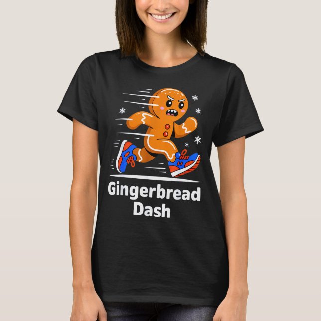 Camiseta Christmas Gingerbread Dash Running Runner Xmas Mar (Frente)