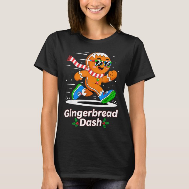 Camiseta Christmas Gingerbread Dash Running Runner Xmas Mar (Frente)