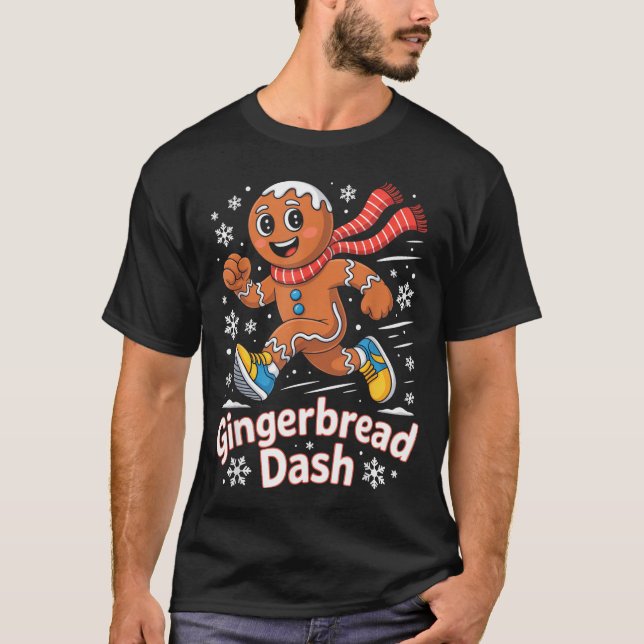 Camiseta Christmas Gingerbread Dash Running Runner Xmas Mar (Frente)