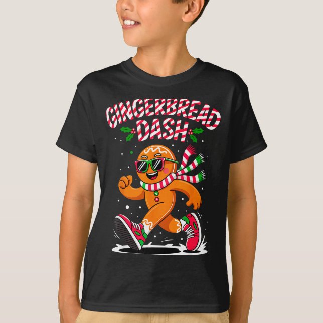Camiseta Christmas Gingerbread Dash Running Runner Xmas Mar (Frente)