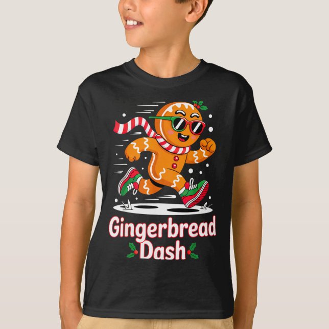 Camiseta Christmas Gingerbread Dash Running Runner Xmas Mar (Frente)