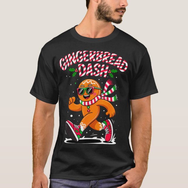 Camiseta Christmas Gingerbread Dash Running Runner Xmas Mar (Frente)