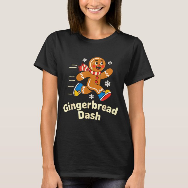 Camiseta Christmas Gingerbread Dash Running Runner Xmas Mar (Frente)