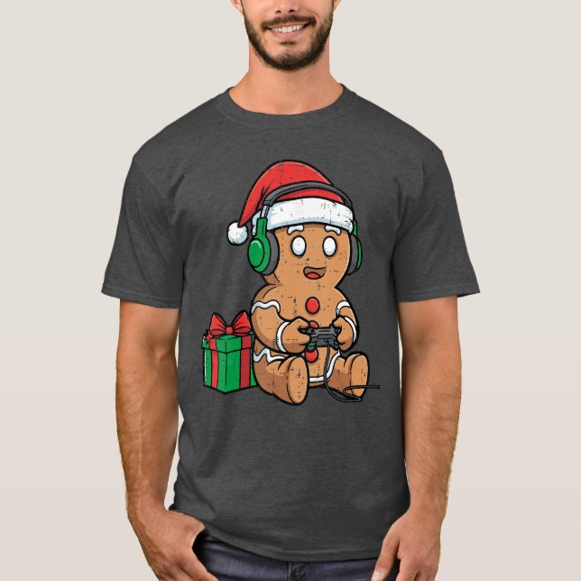 Camiseta Christmas Gingerbread Gamer Xmas Gaming Boys Youth (Frente)