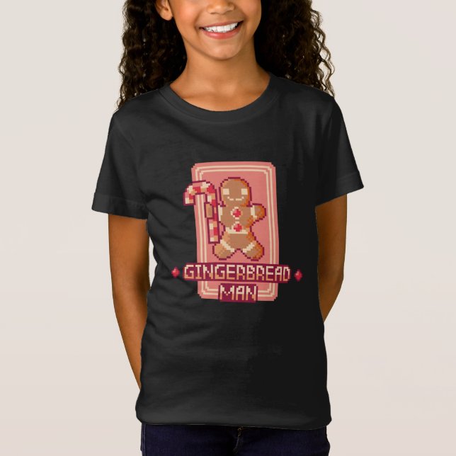Camiseta Christmas Gingerbread Man Pixel Art Design (Frente)