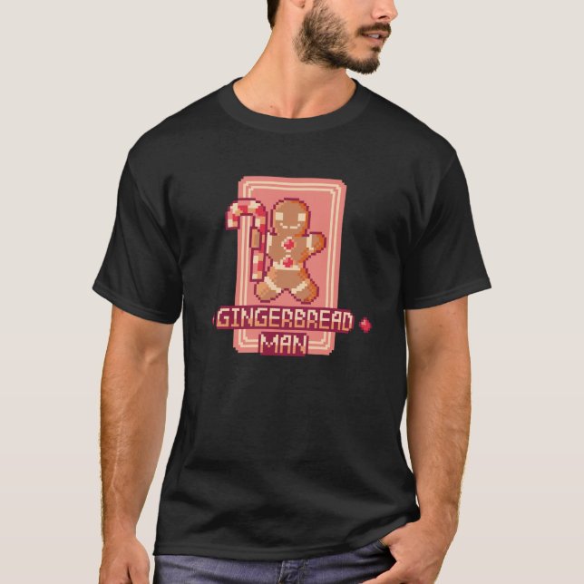 Camiseta Christmas Gingerbread Man Pixel Art Design (Frente)